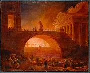 Hubert Robert Fire of Rome oil on canvas